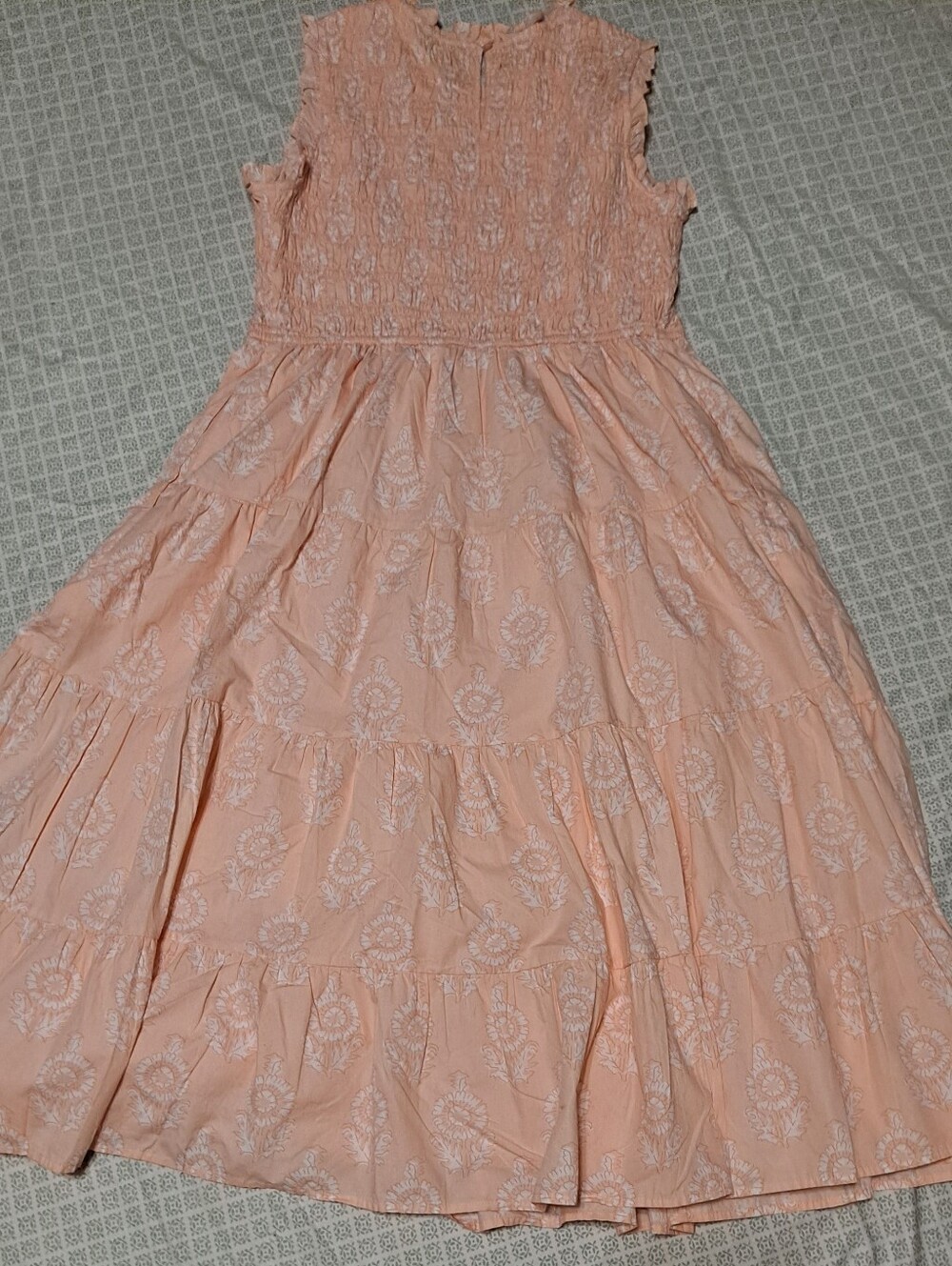 Crown & Ivy  Sleeveless Peach Floral Tiered Dress Womens 14 - Picture 7 of 7